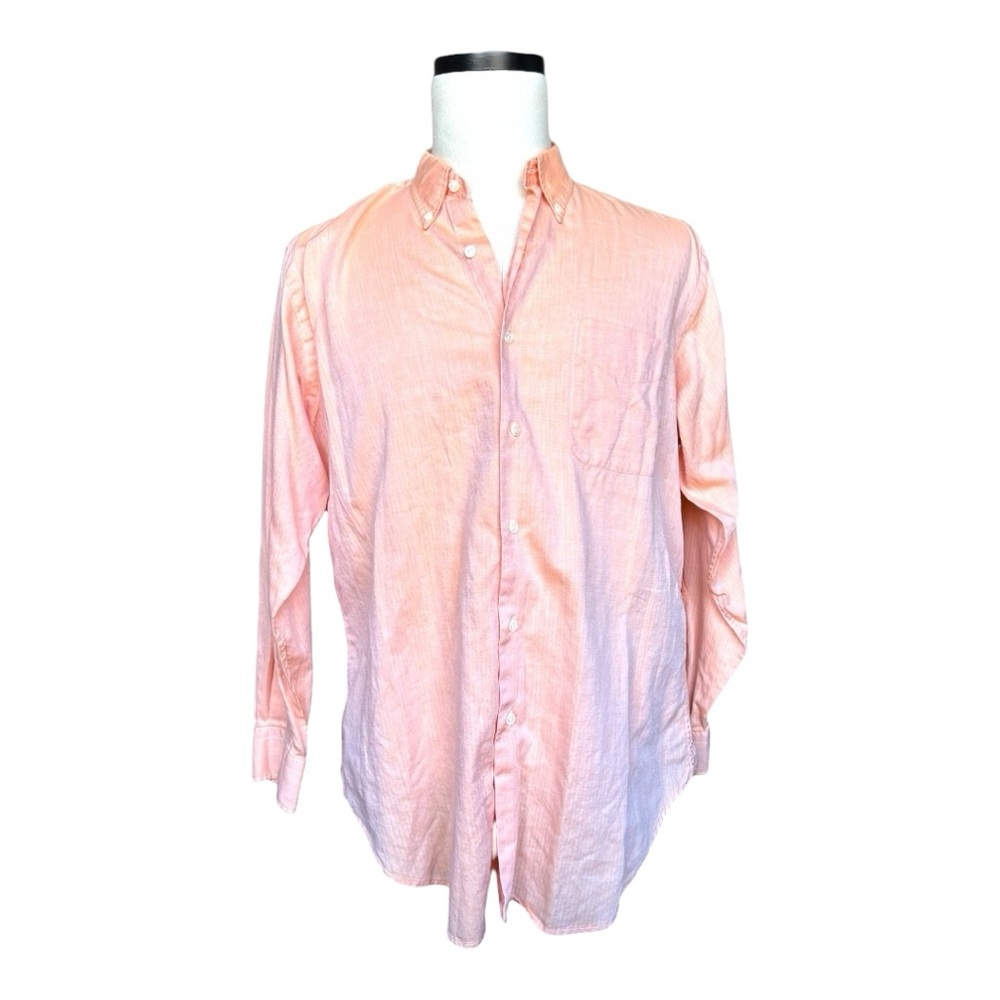 Lauren Ralph Lauren lightweight cotton button up LS peach dress shirt | Large